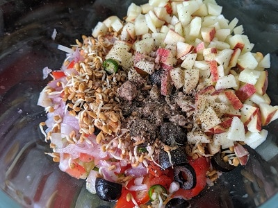 Ingredients for methi sprouts salad
