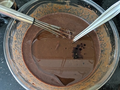Oil and vanilla essence added to the wet ingredients