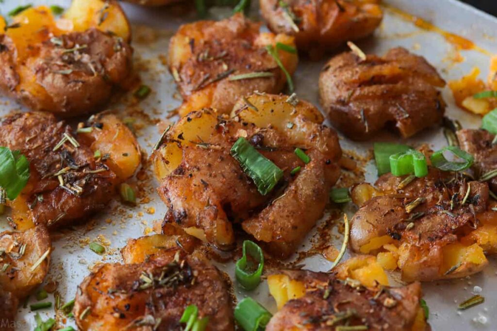 Oven Baked Crispy smashed potatoes
