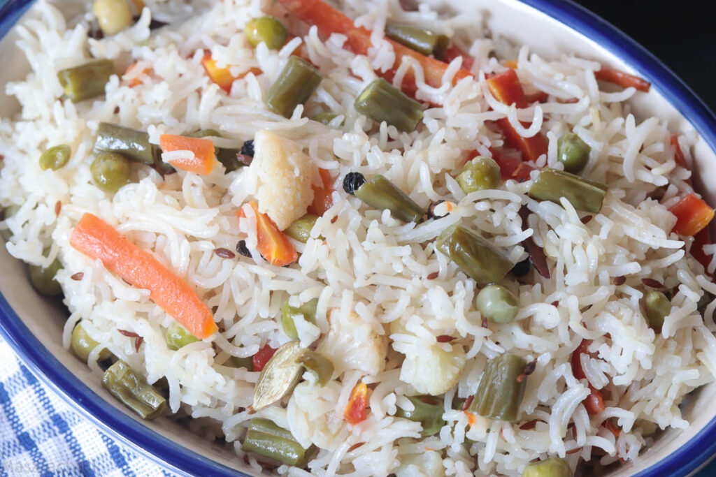 Veg Pulao Recipe in Pressure Cooker (No Onion No Garlic Rice Recipe)