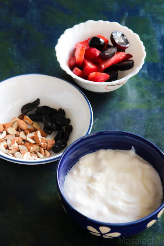 Ingredients for healthy Yogurt parfait recipe