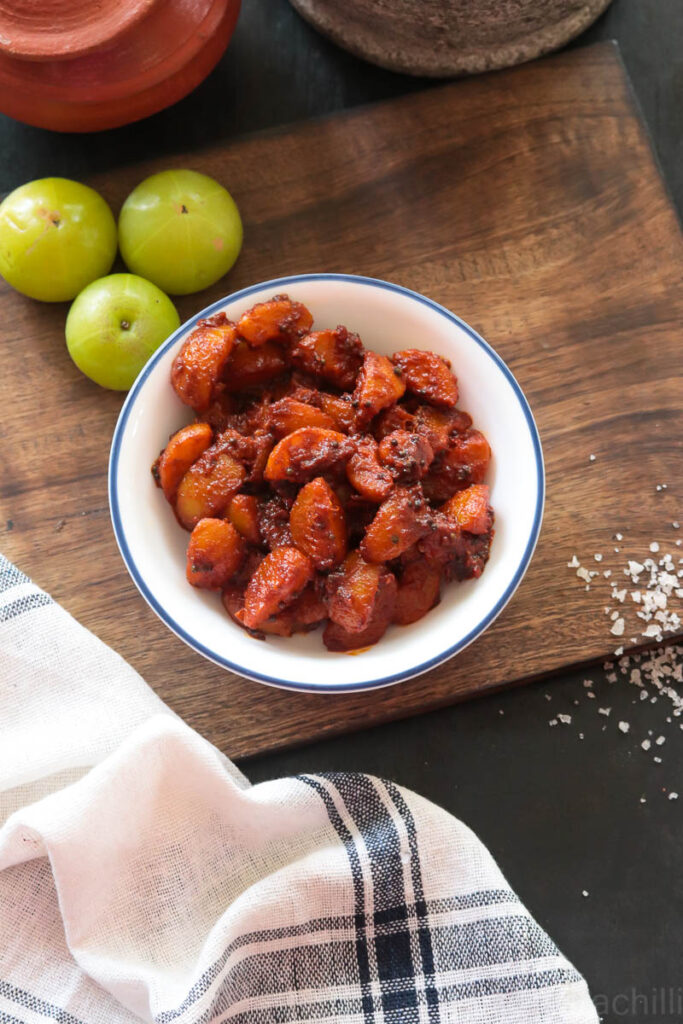 Instant Amla Pickle | Nellikai Oorugai