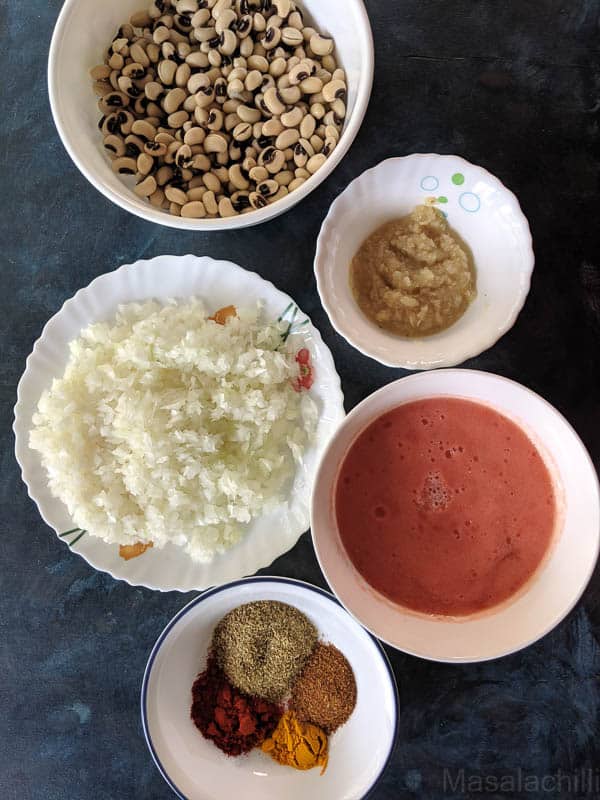 Ingredients for Black Eyed Peas Curry