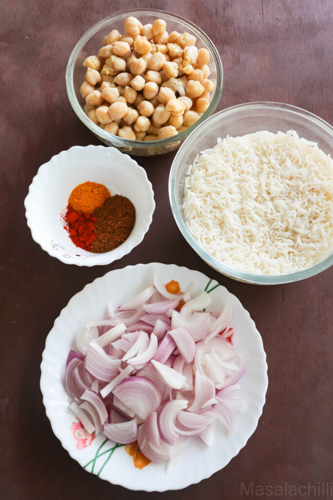 Ingredients for Chickpea Pulao