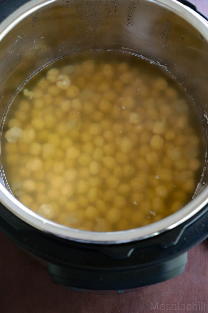 Chickpeas cooked in instant pot, water to be drained and used as stock
