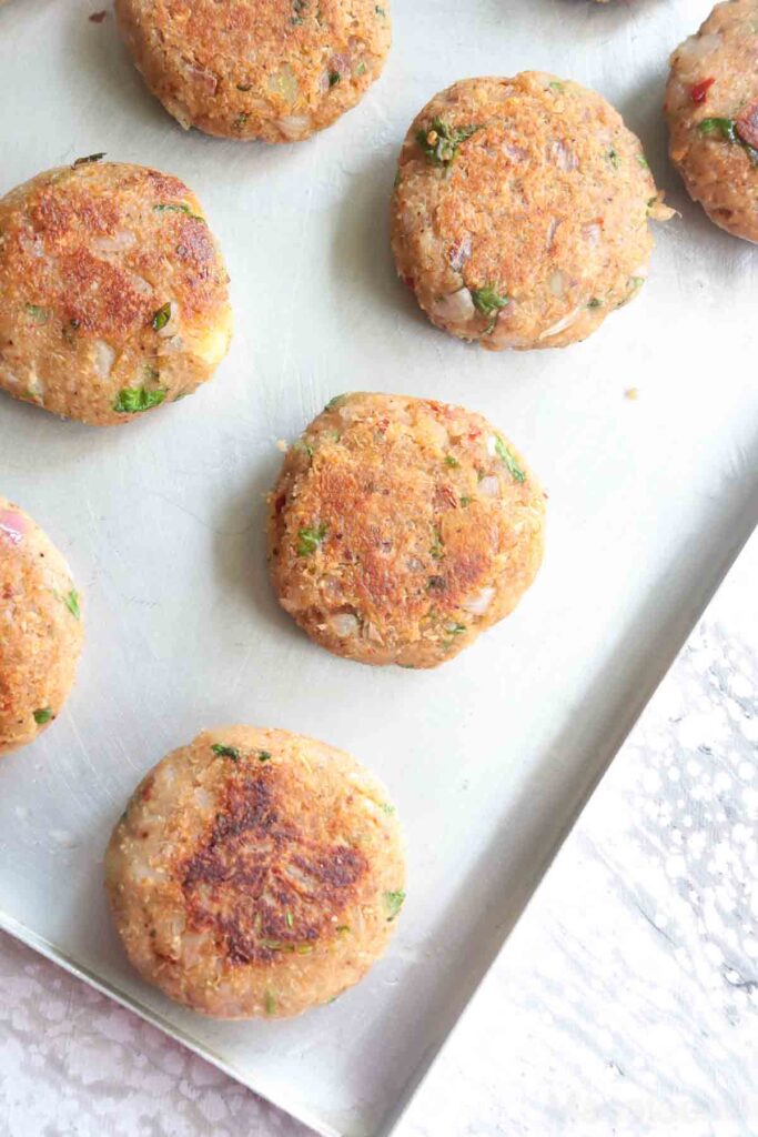 Quinoa Patties on a baking tray