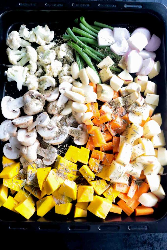 Prepping the Vegetables for roasting in oven