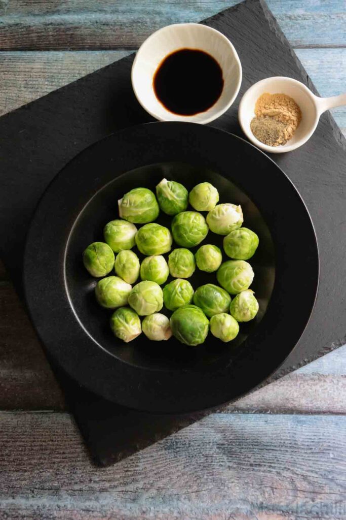 Ingredients for making crispy brussels sprouts in air fryer