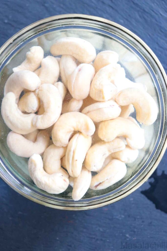 Cashew Nuts soaked in hot water