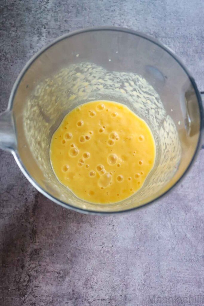 Pina Colada smoothie ready in a blender
