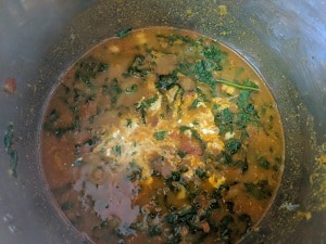 coconut milk added to the curry