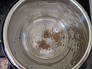 toasting cumin seeds in vegetable oil