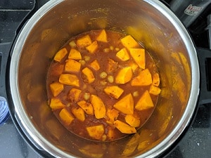 squash, chickpeas cooked with indian spices