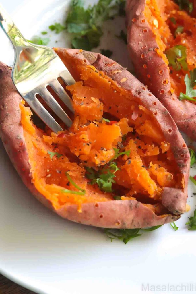 Fork tender baked sweet potatoes made in air fryer