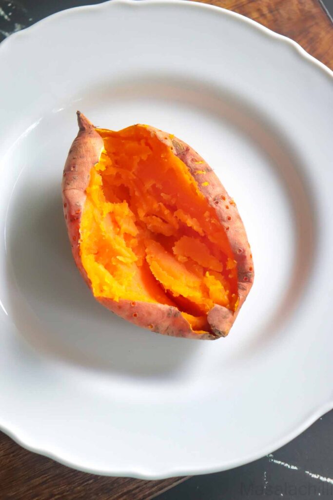 perfectly cooked sweet potato with a soft center