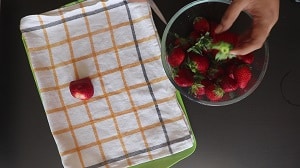 dry the strawberries on a tea towel